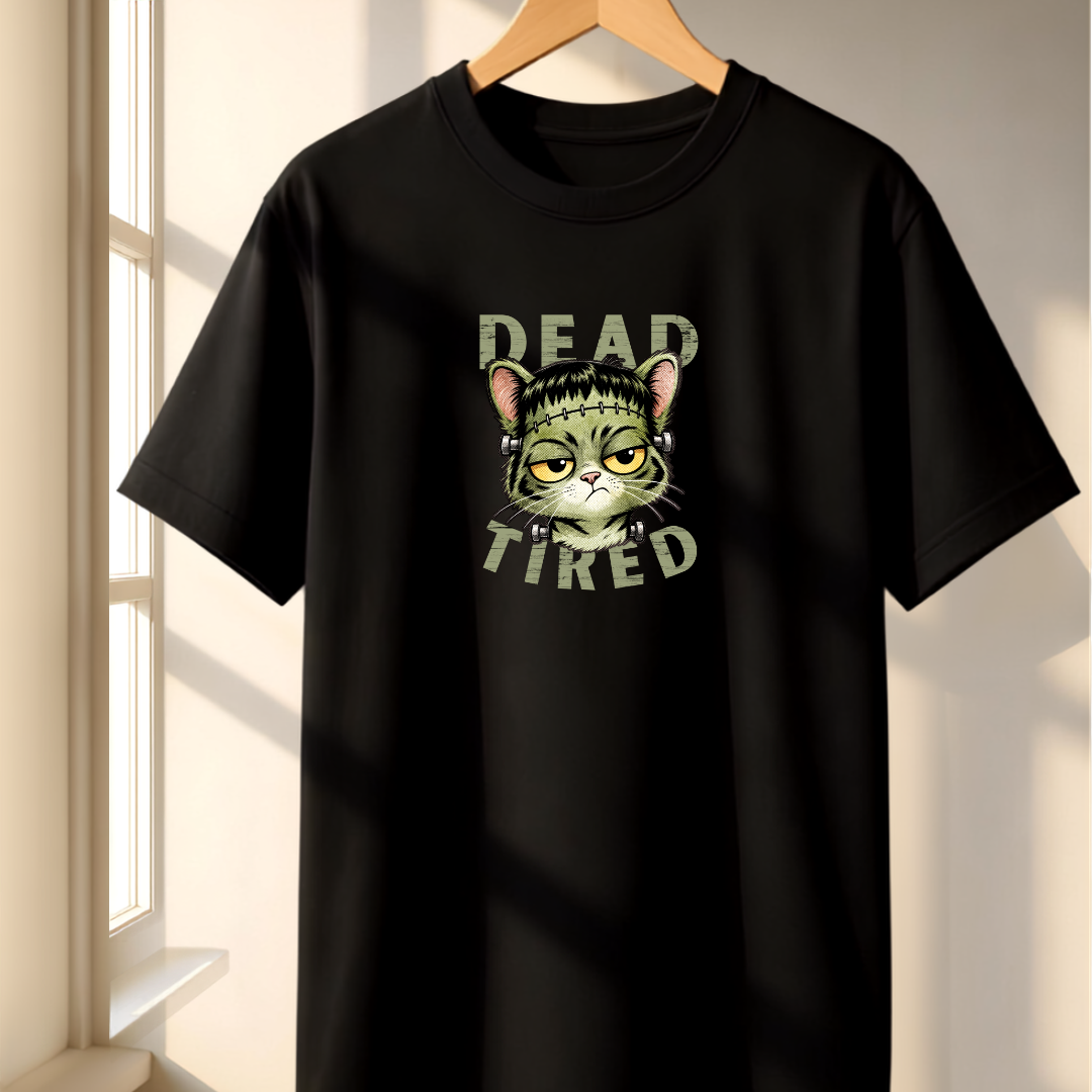 Dead Tired Cat Unisex Crew Neck